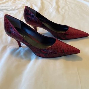 Red Snake Print Pumps